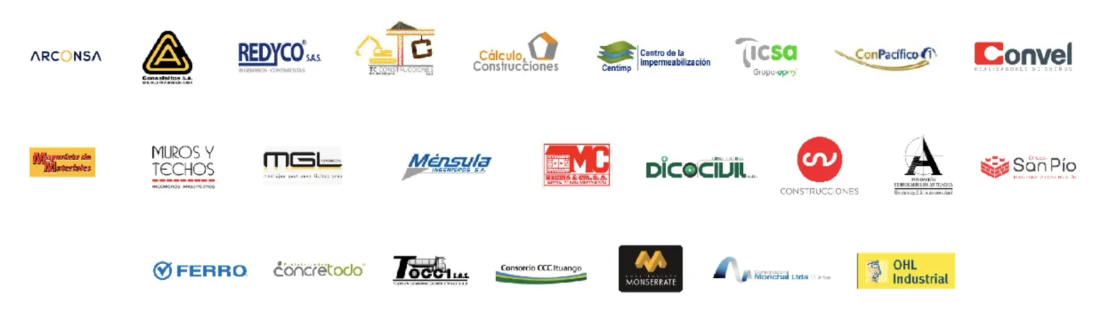 Logos de las marcas clientes y aliados estratégicos de Madepinos en Medellín