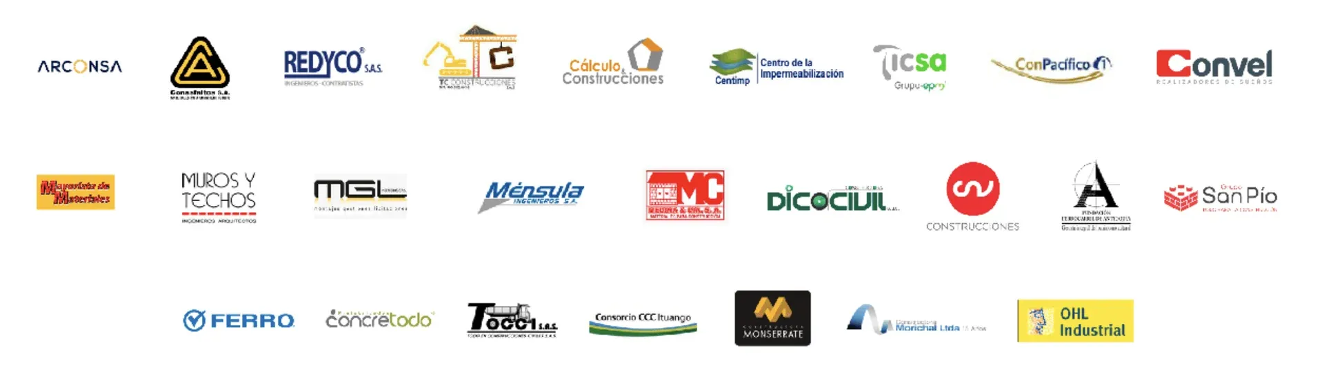 Logos de las marcas clientes y aliados estratégicos de Madepinos en Medellín